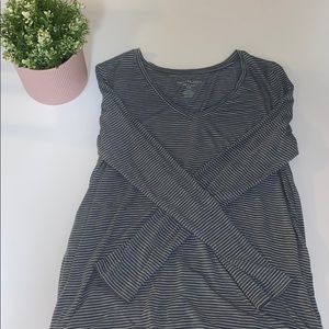 Green and white striped long sleeve shirt